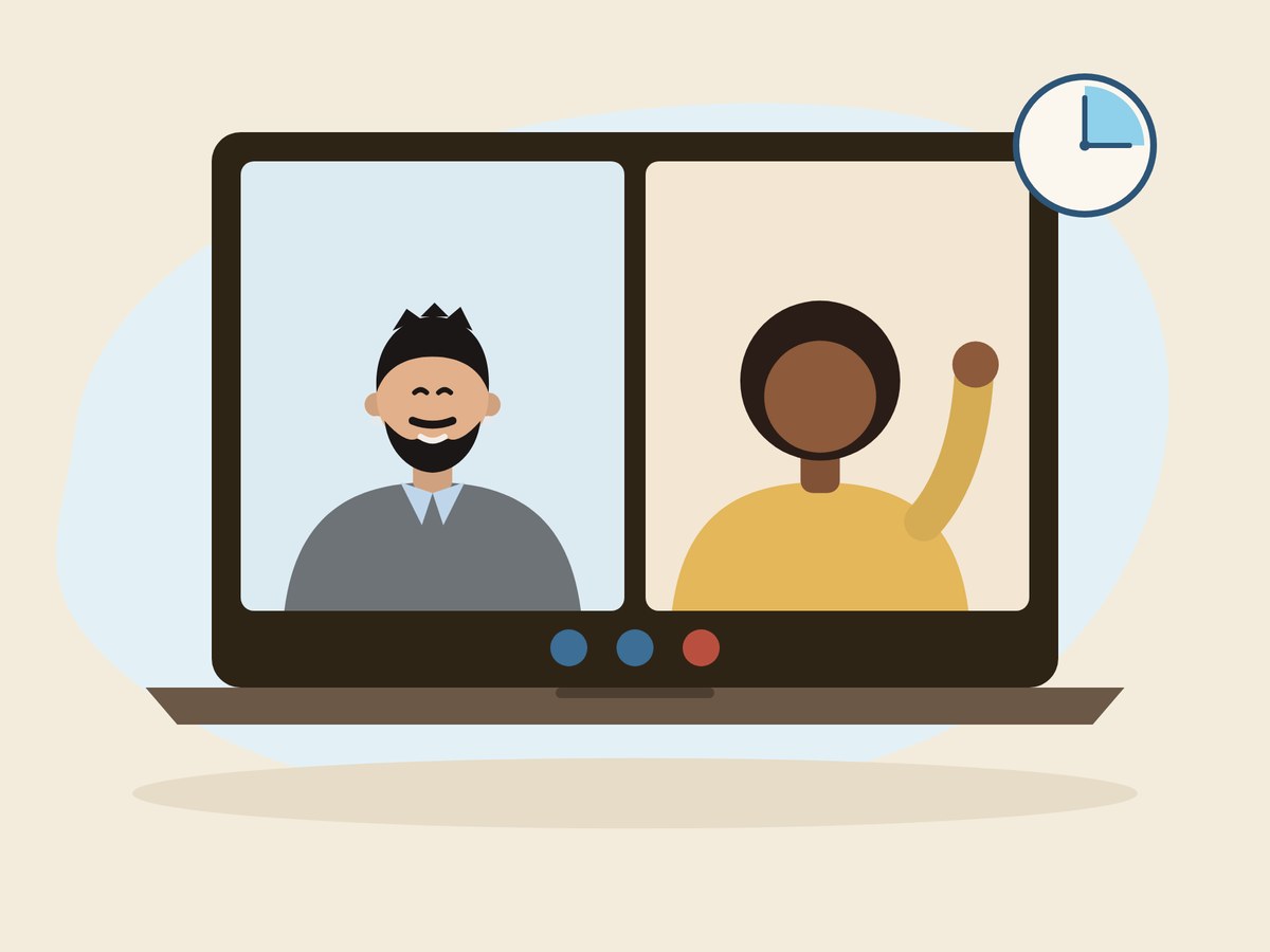 Illustration of a friendly video call between a counsellor and a new client